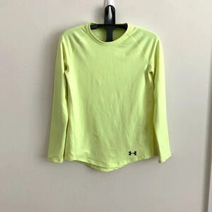 Under Armour Fitted Heat Gear neon yellow top Shirt